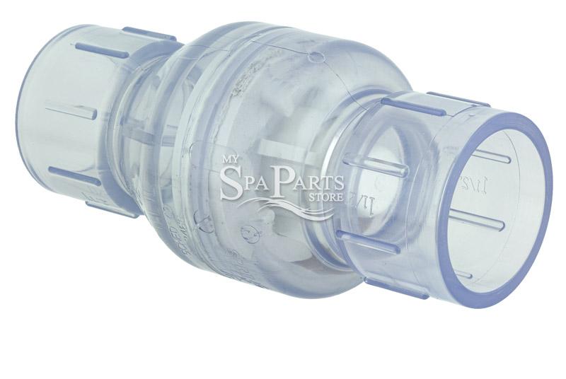 1 1/2 INCH PVC SPRING CHECK VALVE, 1/2 LB, CLEAR | My Spa Parts Store