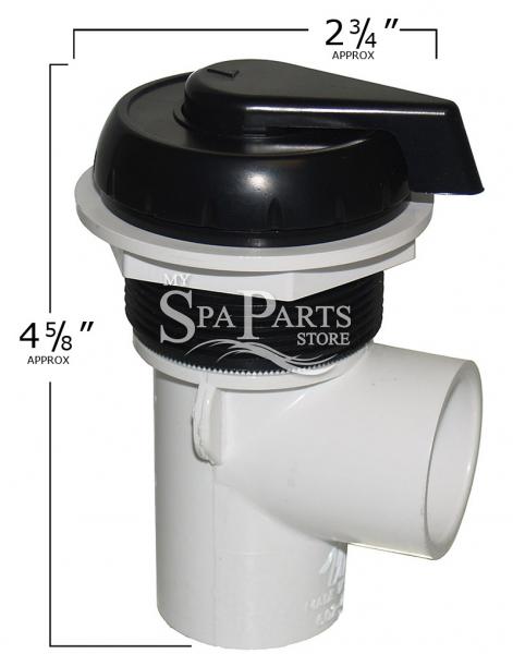 WATERFALL VALVE COMPLETE, 1 INCH, BLACK | My Spa Parts Store